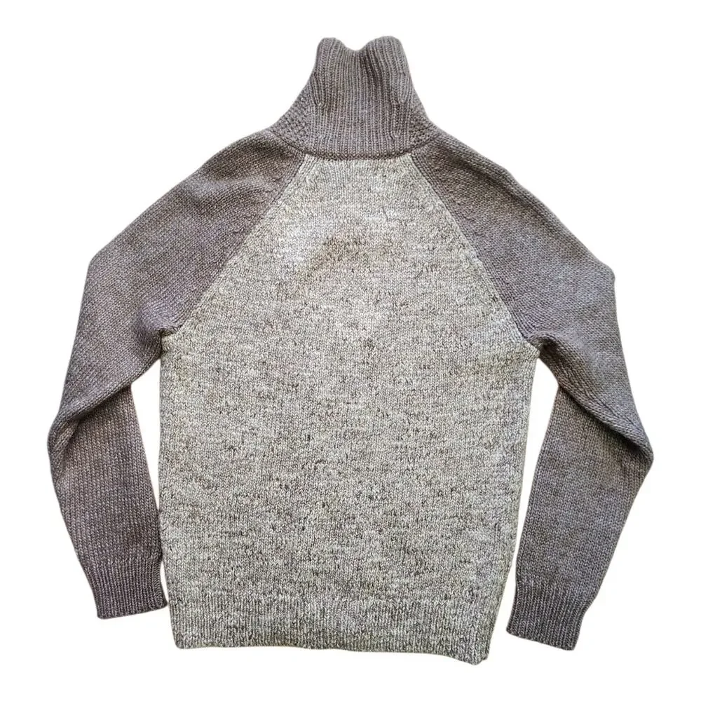 J. Crew Wool Alpaca Shawl Collar Marled Gray Brown Knit Sweater Men Size Medium